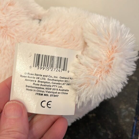 Russ Teddy Bear Pink Blush Plush I love mom Heart  16” Soft Shaggy Fur - Picture 12 of 12